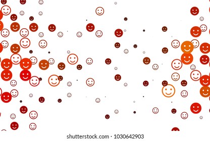 Light Orange vector template with sweet snacks. Beautiful colored illustration with smiles in simple style. Design for positive ad, poster, banner.