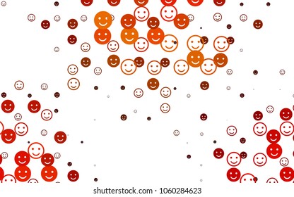 Light Orange vector template with sweet snacks. Illustration with set of smiles in simple style. Pattern for parties, gifts, congratulations.