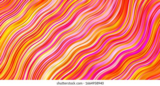 Light Orange vector template with wry lines. Bright sample with colorful bent lines, shapes. Best design for your posters, banners.