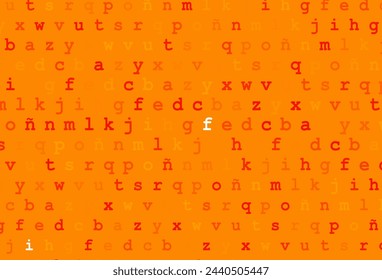 Light orange vector texture with ABC characters. Colored alphabet signs with gradient on white background. Best design for your ad, poster, banner of college.