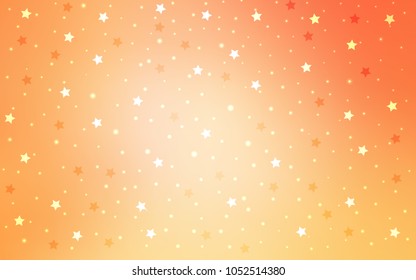 Light Orange vector texture with beautiful stars. Glitter abstract illustration with colored stars. Best design for your ad, poster, banner.