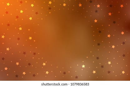 Light Orange vector texture with beautiful stars. Decorative shining illustration with stars on abstract template. The pattern can be used for wrapping gifts.
