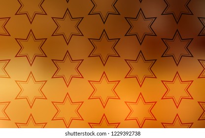 Light Orange vector texture with beautiful stars. Stars on blurred abstract background with gradient. Pattern for new year ad, booklets.