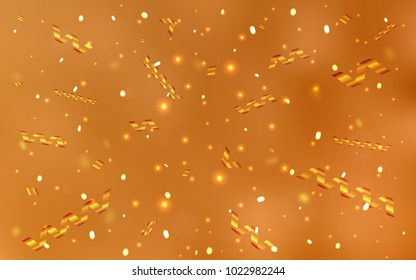 Light Orange vector texture with birthday confetti. Glitter abstract illustration with colorful confetti, ribbons. Beautiful design for your business advert of anniversary.