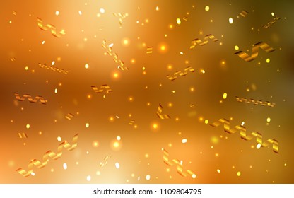 Light Orange vector texture with birthday confetti. Decorative shining illustration with ribbons on abstract template. The pattern can be used for birthday gifts, congratulations.