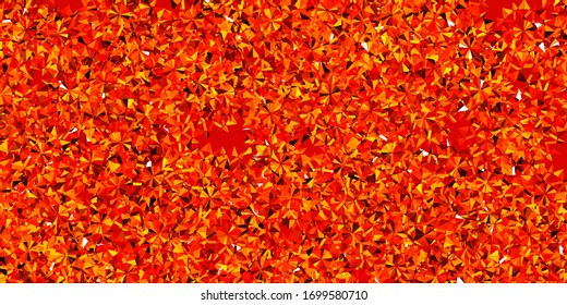 Textura vectorial naranja clara con copos de nieve brillantes. Ilustración de color degradado con elementos de nieve en estilo de Navidad. Afiche, cartel para el diseño de Año Nuevo.