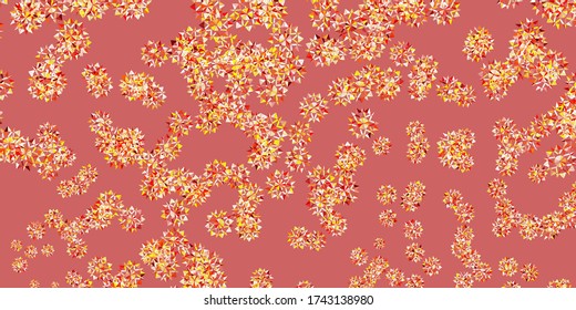 Textura vectorial de color naranja claro con copos de nieve brillantes. Elementos de nieve coloridos al estilo navideño decorativo. Afiche, cartel para el diseño de Año Nuevo.