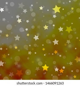 Light Orange vector texture with circles, stars. Colorful illustration with gradient dots, stars. Texture for window blinds, curtains.