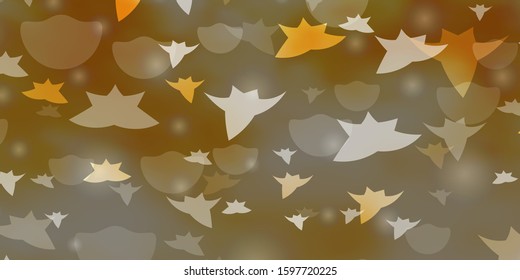 Light Orange vector texture with circles, stars. Illustration with set of colorful abstract spheres, stars. Design for wallpaper, fabric makers.