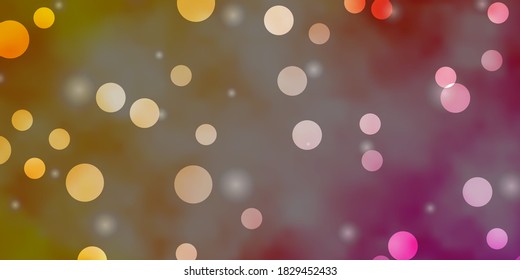 Light Orange vector texture with circles, stars. Colorful disks, stars on simple gradient background. New template for a brand book.