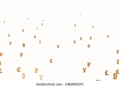 Light Orange vector texture with colored currency signs. Shining colored illustration with currency signs. Design for ad, poster, banner of money making.