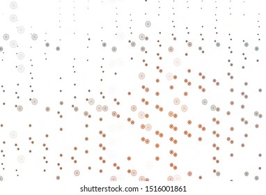 Light Orange vector texture with colored snowflakes. Glitter abstract illustration with crystals of ice. The pattern can be used for new year leaflets.