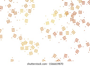 Light Orange vector texture with colored lines, dots. Shining colored illustration with sharp stripes. Pattern for your busines websites.