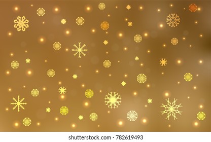 Light Orange vector texture with colored snowflakes. Modern geometrical abstract illustration with crystals of ice. New year design for your business advert.