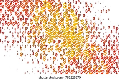 Light Orange vector texture with colored dollar signs. Modern geometrical abstract illustration with banking symbols. The pattern can be used for ad, booklets, leaflets of banks