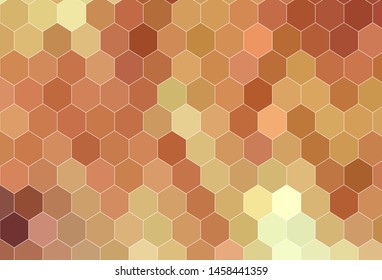 Light Orange vector texture with colorful hexagons. Illustration of colored hexagons on blur surface. Pattern for ads, leaflets.