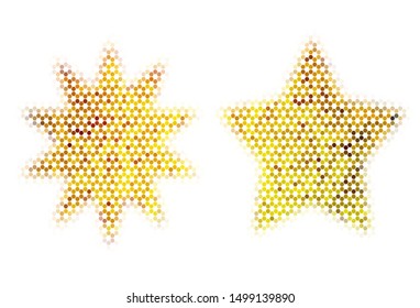 Light Orange vector texture with colorful hexagons. Illustration of colored hexagons on blur surface. Pattern for ads, leaflets.