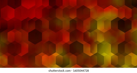 Light Orange vector texture with colorful hexagons. Blur background with colorful hexagons. Design for website posters, banners.