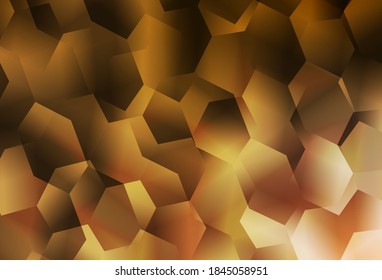 Light Orange vector texture with colorful hexagons. Illustration of colored hexagons on blur surface. Pattern for landing pages.