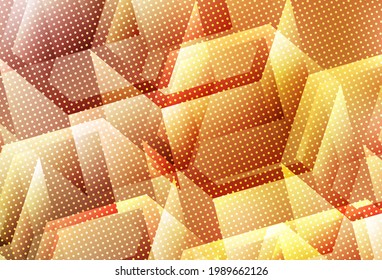 Leichte Orangefarbene Vektorstruktur mit bunten Hexagons. Farbige Hexagons auf unscharfem Hintergrund. Muster für Landing-Seiten.