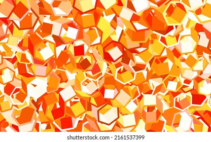 Textura vectorial de naranja claro con hexágonos coloridos. Ilustración con un conjunto de hexágonos coloridos. Diseño para afiches y banners de sitios web.