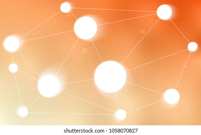 Light Orange vector texture with disks, lines. Glitter abstract illustration with connection of triangle structure. Pattern can be used as texture of wallpapers.