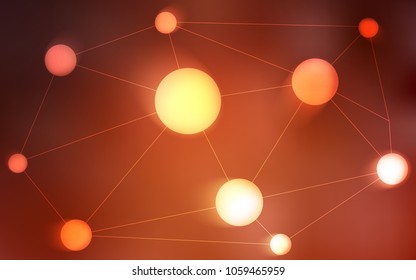 Light Orange vector texture with disks, lines. Modern abstract colorful illustration with spheres and lines. Completely new template for your brand book.