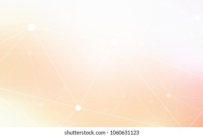 Light Orange vector texture with disks, lines. Modern abstract colorful illustration with spheres and lines. Pattern can be used for futuristic ad, booklets.