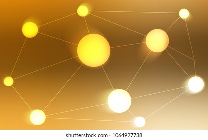 Light Orange vector texture with disks, lines. Modern abstract colorful illustration with spheres and lines. Pattern can be used for ads, leaflets.