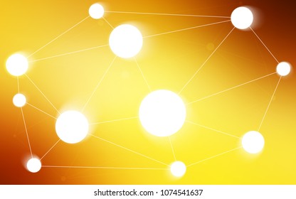Light Orange vector texture with disks, lines. Decorative design in abstract style with triangle structure. Completely new template for your brand book.