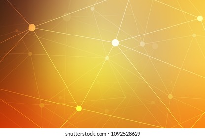 Light Orange vector texture with disks, lines. Design with connection of dots and lines on colorful background. New design for ad, poster, banner of your website.