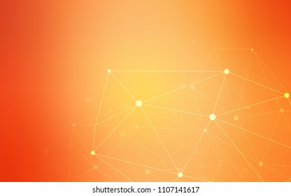 Light Orange vector texture with disks, lines. Design with connection of dots and lines on colorful background. Beautiful design for your business advert.