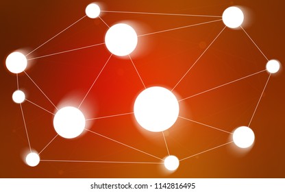 Light Orange vector texture with disks, lines. Glitter abstract illustration with connection of triangle structure. Beautiful design for your business advert.