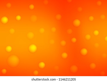 Light Orange vector texture with disks. Beautiful colored illustration with blurred circles in nature style. Completely new template for your brand book.