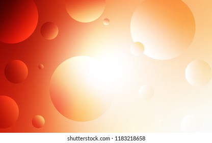 Light Orange vector texture with disks. Blurred bubbles on abstract background with colorful gradient. Pattern can be used for futuristic ad, booklets.