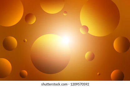 Light Orange vector texture with disks. Blurred bubbles on abstract background with colorful gradient. Pattern can be used for futuristic ad, booklets.