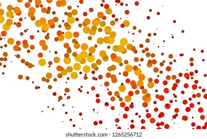Light Orange vector texture with disks. Illustration with set of shining colorful abstract circles. Pattern of water, rain drops.