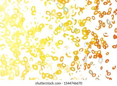Light Orange vector texture with disks. Blurred bubbles on abstract background with colorful gradient. Design for business adverts.