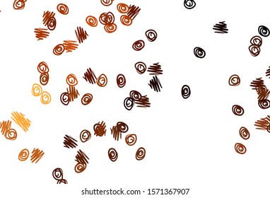 Light Orange vector texture with disks. Glitter abstract illustration with blurred drops of rain. Pattern of water, rain drops.