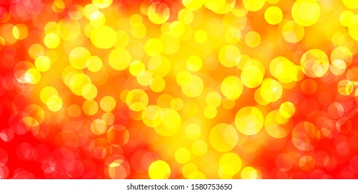 Light Orange vector texture with disks. Illustration with set of shining colorful abstract spheres. Pattern for booklets, leaflets.