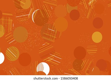Light Orange vector texture with disks. Illustration with set of shining colorful abstract circles. Pattern for textures of wallpapers.