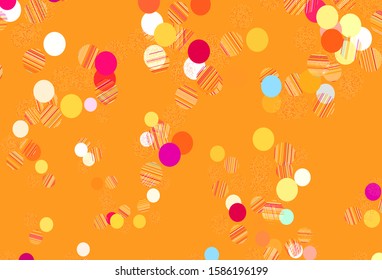 Light Orange vector texture with disks. Modern abstract illustration with colorful water drops. Design for your business advert.