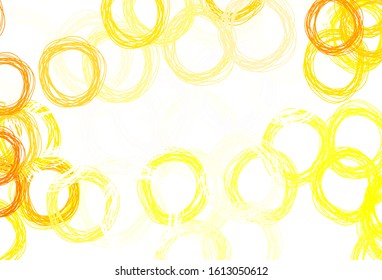 Light Orange vector texture with disks. Blurred decorative design in abstract style with bubbles. Pattern for futuristic ad, booklets.