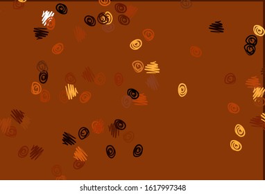 Light Orange vector texture with disks. Glitter abstract illustration with blurred drops of rain. Pattern of water, rain drops.