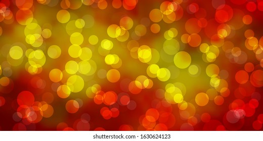 Light Orange vector texture with disks. Colorful illustration with gradient dots in nature style. Design for your commercials.