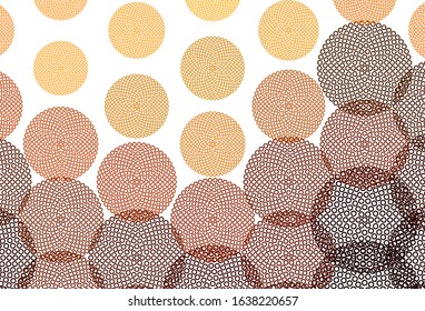 Light Orange vector texture with disks. Abstract illustration with colored bubbles in nature style. Design for poster, banner of websites.