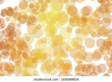 Textura vectorial de color naranja claro con discos. Hermosa ilustración de color con círculos borrosos en estilo natural. Diseño para su anuncio comercial.