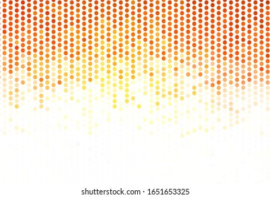 Textura vectorial de color naranja claro con discos. Ilustración abstracta brillante con gotas borrosas de lluvia. Diseño para afiches, banner de sitios web.