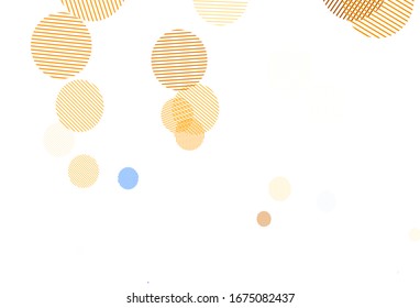 Light Orange vector texture with disks. Beautiful colored illustration with blurred circles in nature style. Pattern for futuristic ad, booklets.