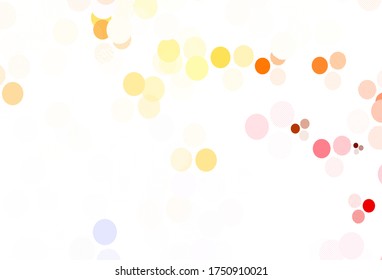 Light Orange vector texture with disks. Glitter abstract illustration with blurred drops of rain. Pattern for beautiful websites.